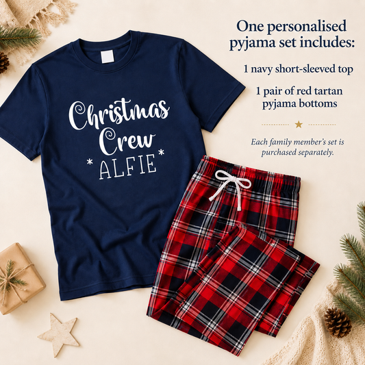 Personalised Family Christmas Pyjamas – Christmas Crew Tartan PJs