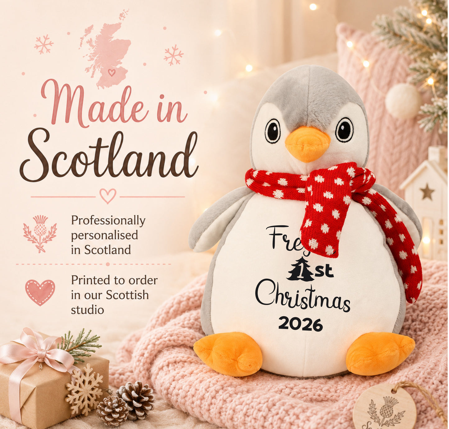 Personalised First Christmas Pyjama Case Teddy, Reindeer, Santa or Penguin