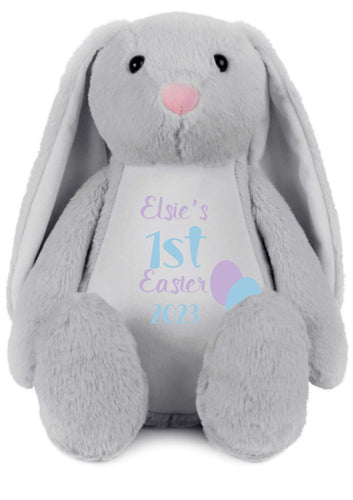 PERSONALISED: Easter bunny rabbit soft toy teddy stuffed toy - your kids name - 1st first Easter , Happy Easter