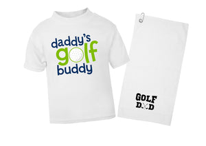 Golf Dad golf towel & Daddy's Golf Buddy Print Kids t-shirt set