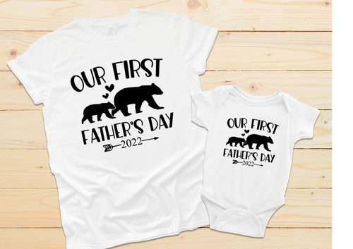 Our First Father's Day - mens t-shirt & baby vest set