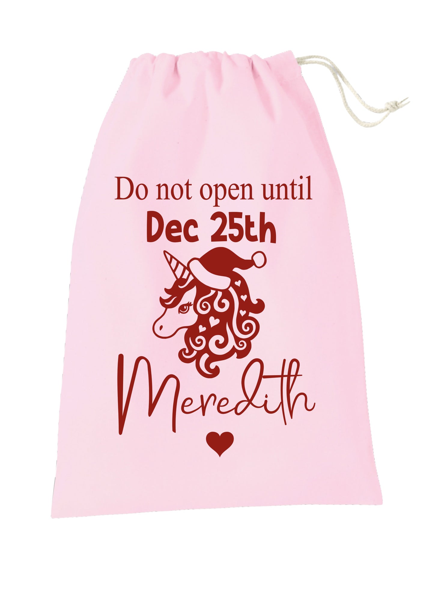Personalised PINK santa sack - unicorn design