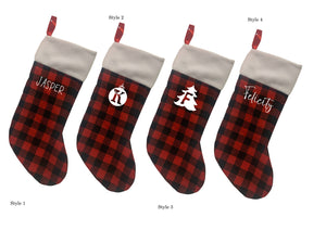 Personalised TARTAN Christmas stocking - family set - 4 styles