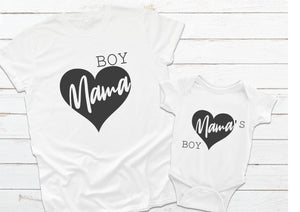 Boy Mama ladies t-shirt and Mama's Boy baby vest set mother's day twinning