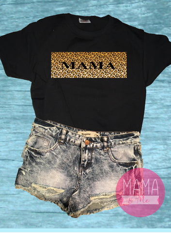 Mama leopard box print Ladies t-shirt