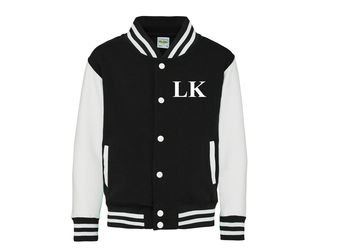 Personalised varsity jacket- black/white - your initals