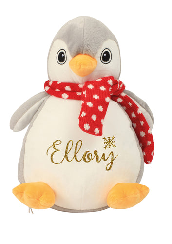 Personalised glitter name Christmas pyjama case / teddy - Penguin