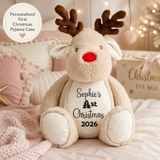 Personalised First Christmas Pyjama Case Teddy, Reindeer, Santa or Penguin
