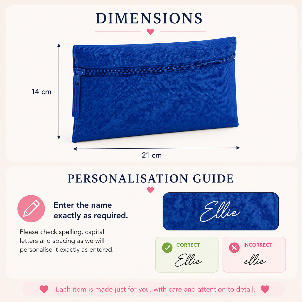 Personalised Pencil Case for Kids, Custom Name School Stationery Pouch, Back to School Gift