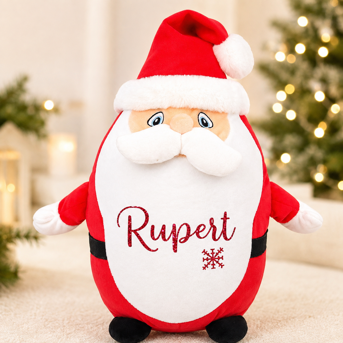 Personalised Santa Pyjama Case, 35cm Teddy with Red Glitter Name