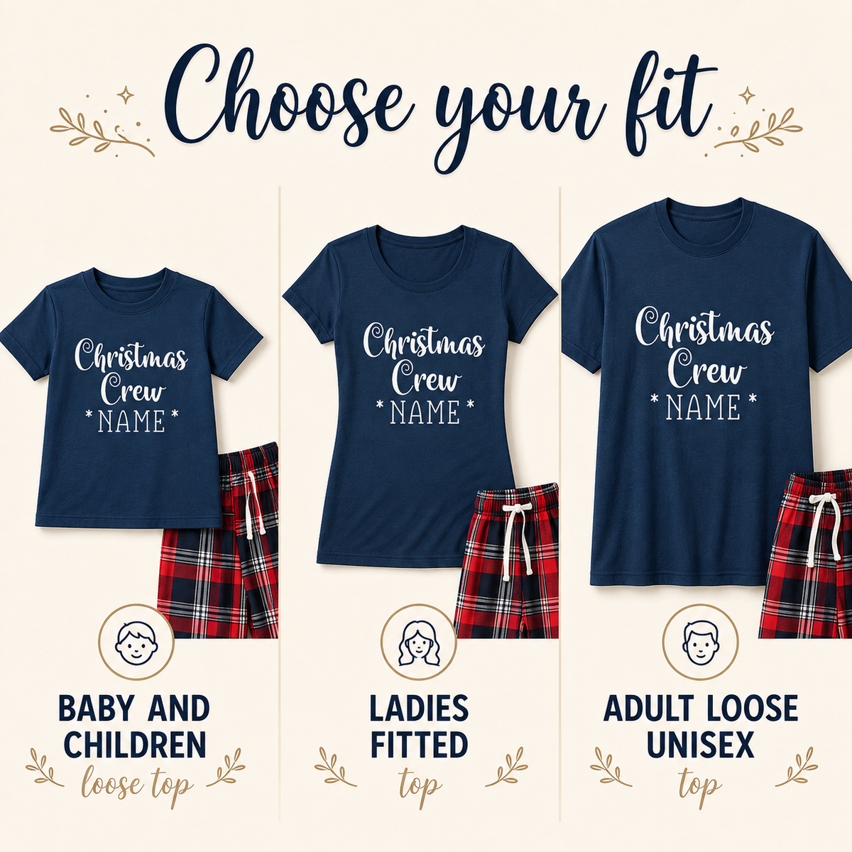 Personalised Family Christmas Pyjamas – Christmas Crew Tartan PJs