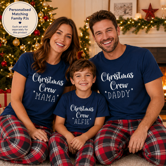 Personalised Family Christmas Pyjamas – Christmas Crew Tartan PJs