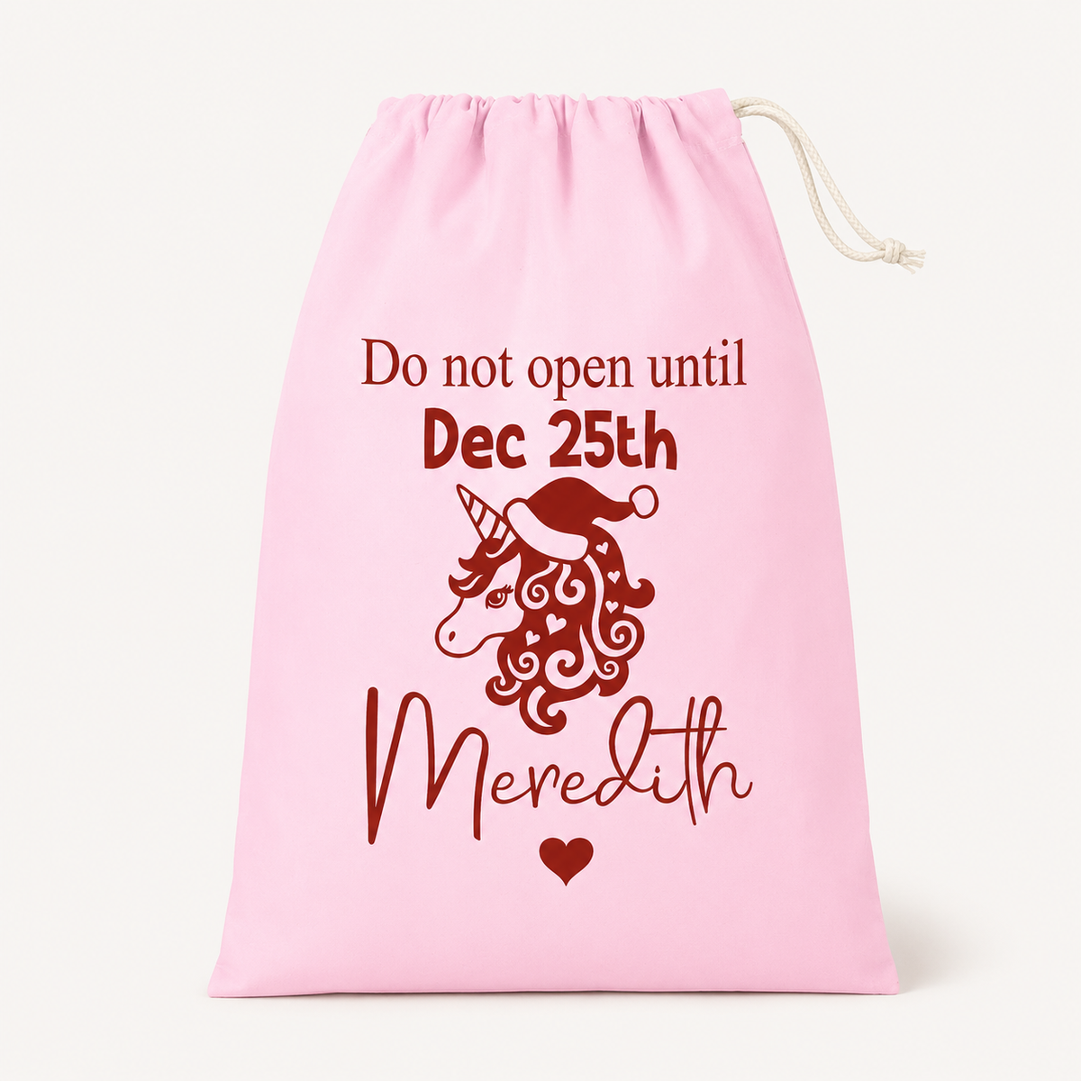Personalised Pink Unicorn Santa Sack, XL 49 × 75cm Christmas Gift Bag