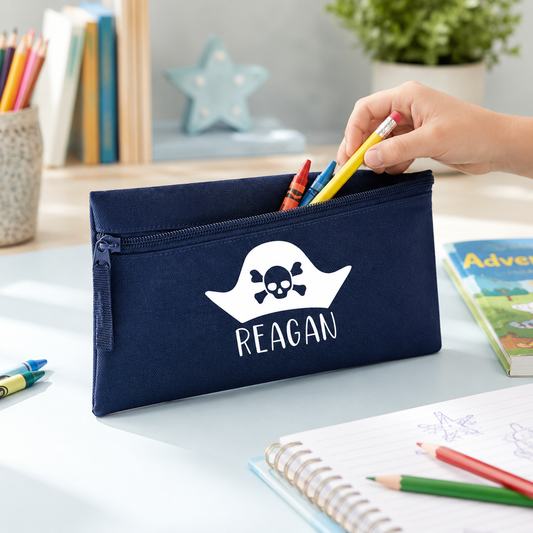 Personalised Pirate Pencil Case – Custom Name Kids’ School Stationery Pouch