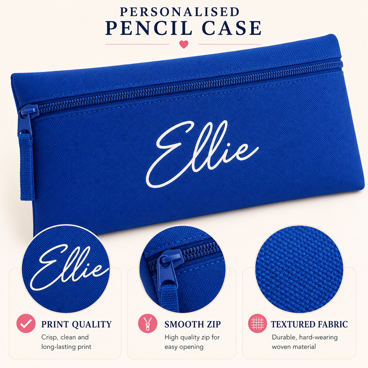 Personalised Pencil Case for Kids, Custom Name School Stationery Pouch, Back to School Gift