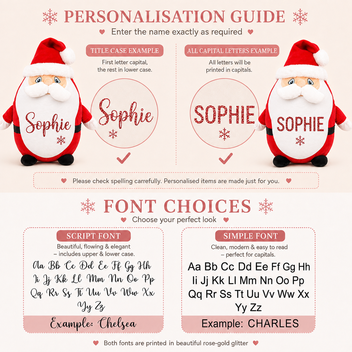 Personalised Santa Pyjama Case, 35cm Teddy with Red Glitter Name