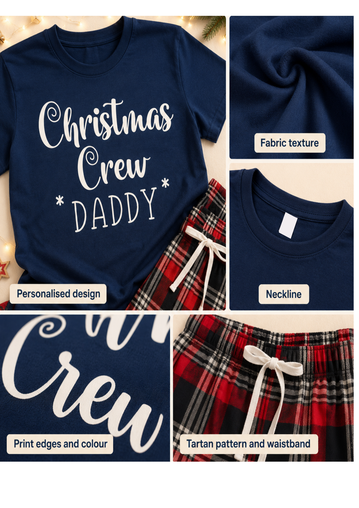 Personalised Family Christmas Pyjamas – Christmas Crew Tartan PJs