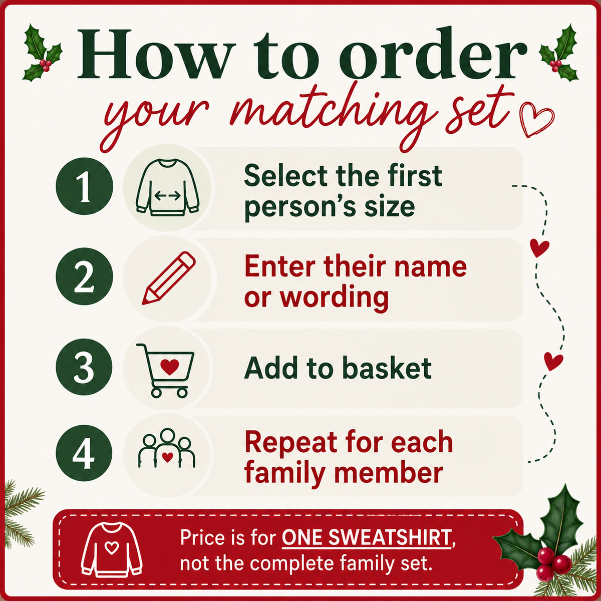 Personalised family matching xmas sweaters sweatshirts jumpers festive - YOUR name elf initial design - red