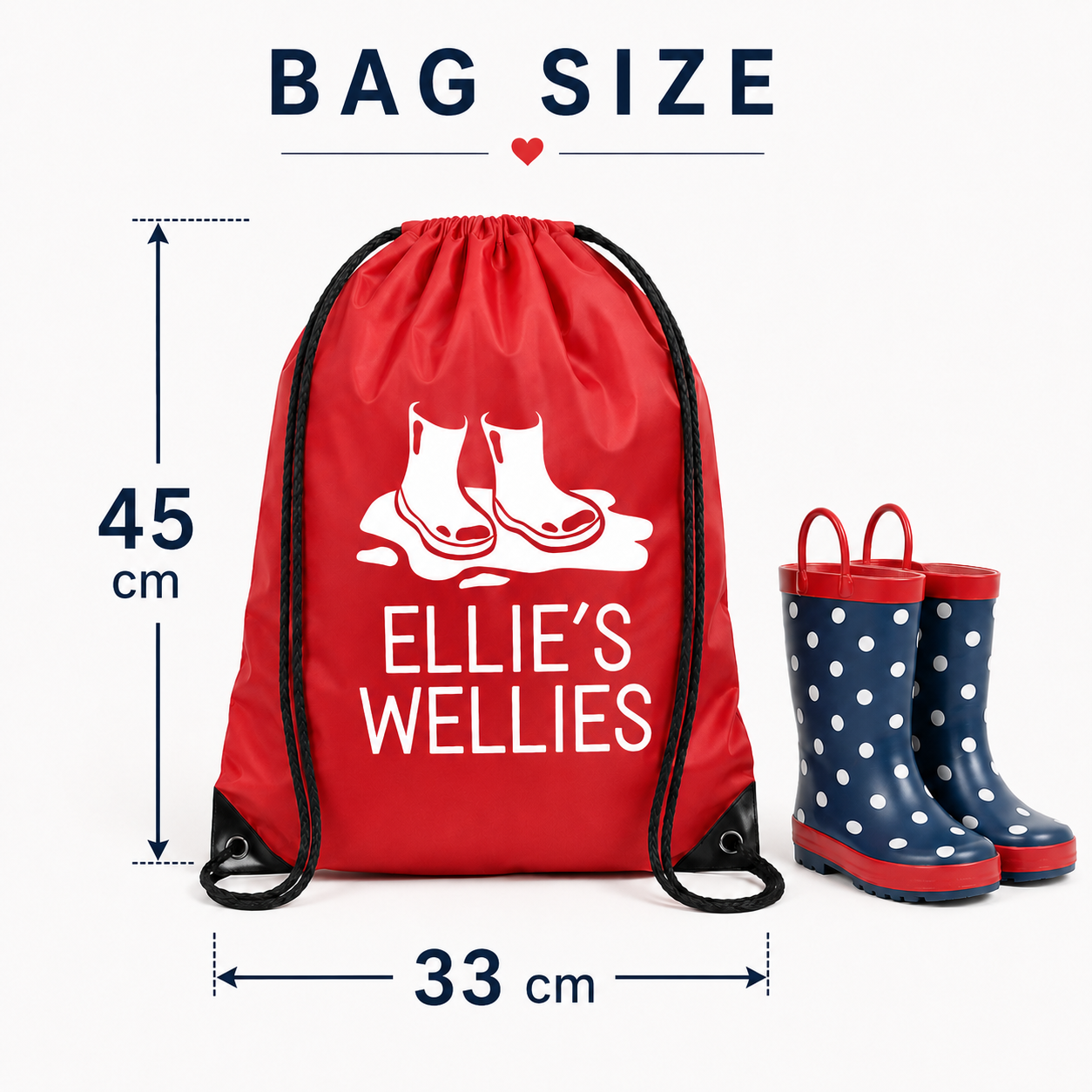 PERSONALISED: your name's wellies bag welly boots outdoor shoes wet shoes school gym pe nursery bag