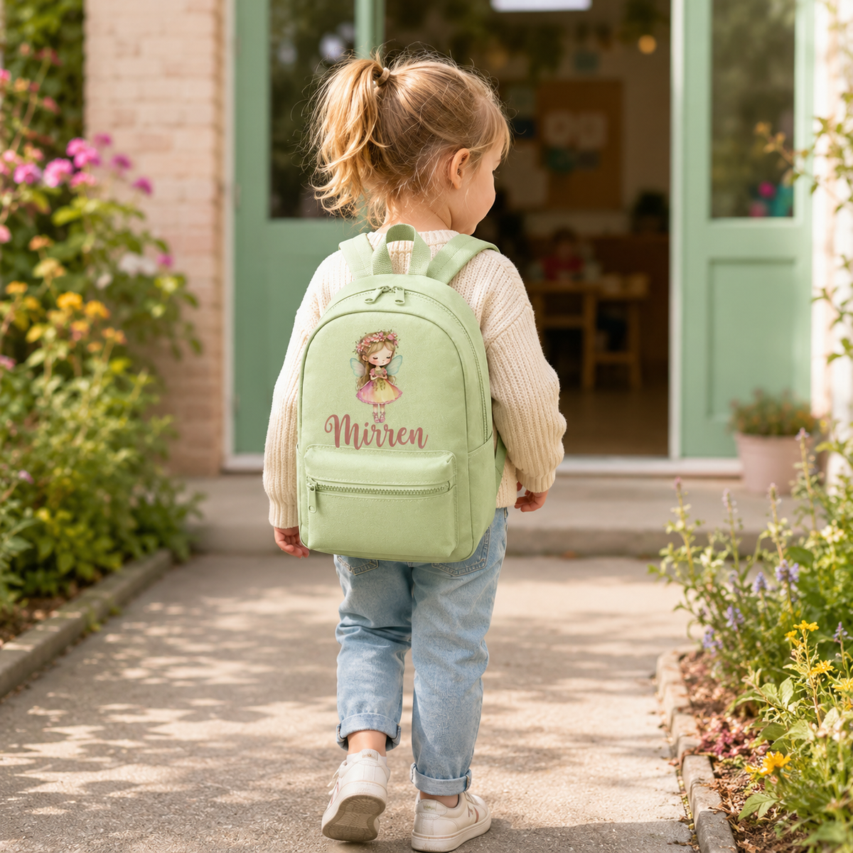 Personalised Fairy Mini Backpack, Custom Name Nursery Rucksack for Girls