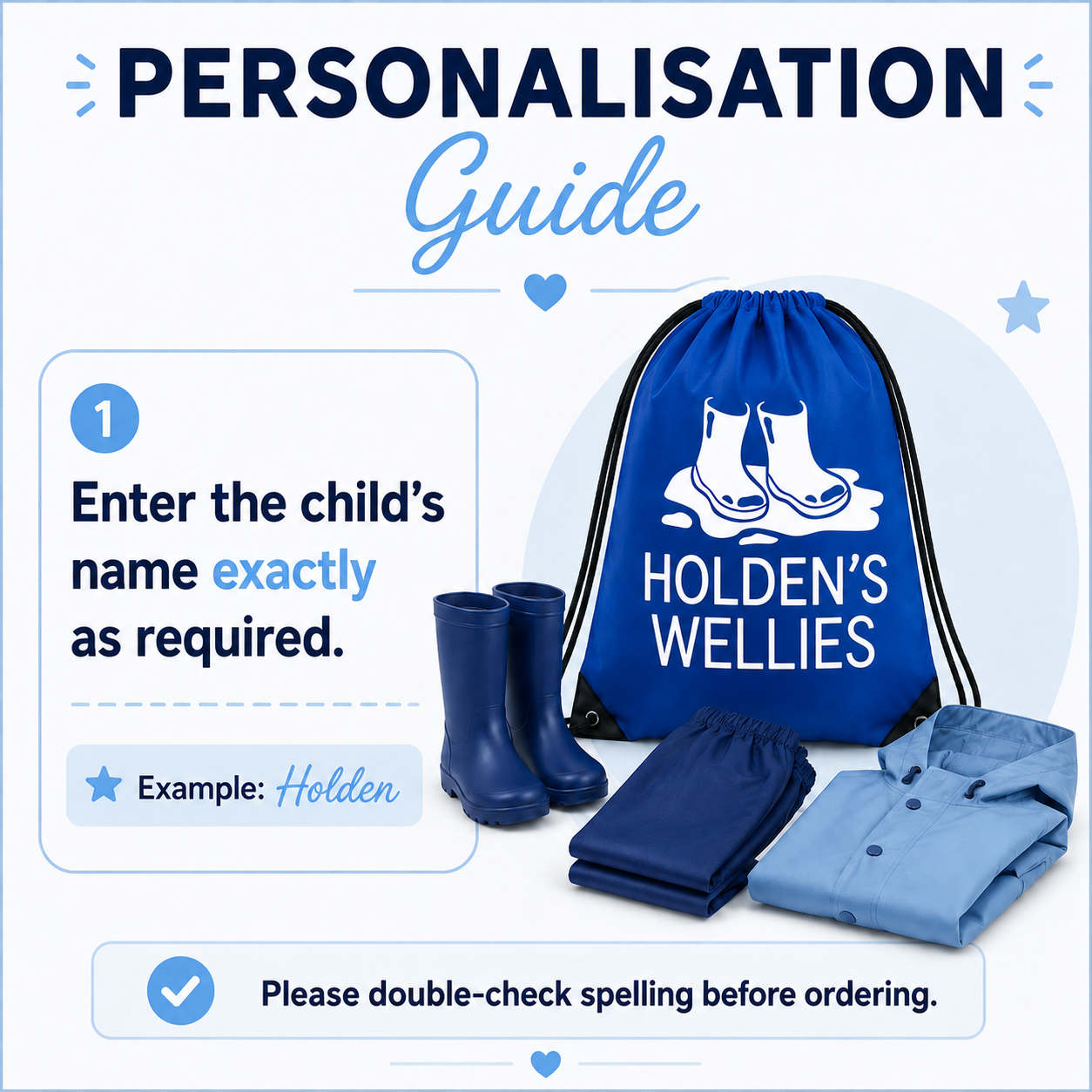 PERSONALISED: your name's wellies bag welly boots outdoor shoes wet shoes school gym pe nursery bag