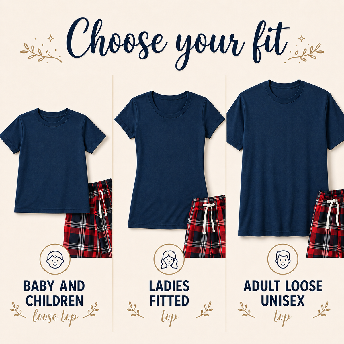 Big Pud & Little Pud Matching Family Christmas Pyjamas – Navy Tartan
