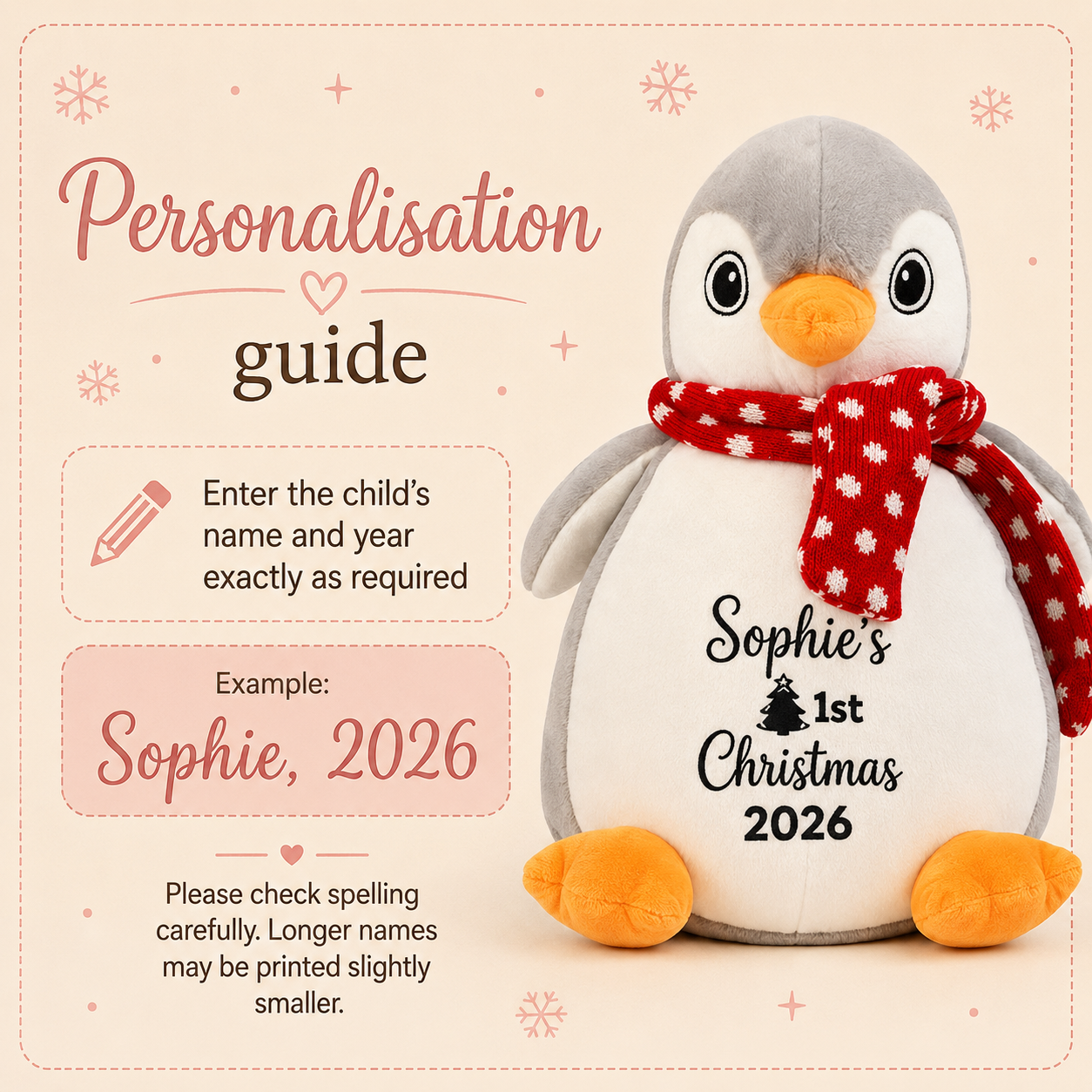 Personalised First Christmas Pyjama Case Teddy, Reindeer, Santa or Penguin