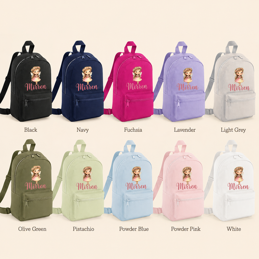 Personalised Fairy Mini Backpack, Custom Name Nursery Rucksack for Girls
