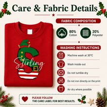 Load image into Gallery viewer, Personalised family matching xmas sweaters sweatshirts jumpers festive - YOUR name elf initial design - red