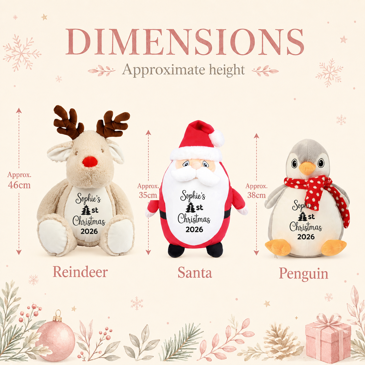 Personalised First Christmas Pyjama Case Teddy, Reindeer, Santa or Penguin