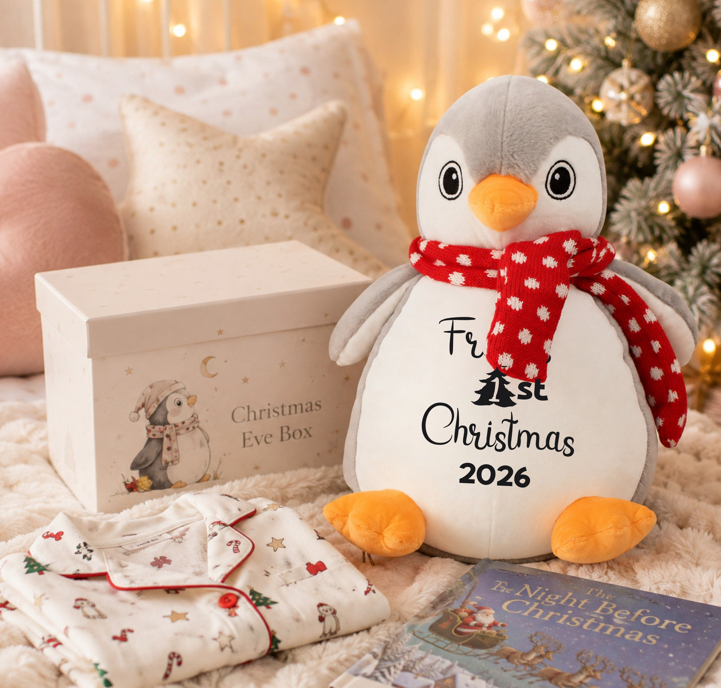 Personalised First Christmas Pyjama Case Teddy, Reindeer, Santa or Penguin