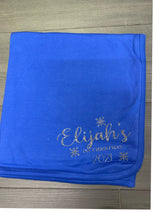 Load image into Gallery viewer, Personalised 1st Christmas glitter print baby blanket -  3 COLOURS