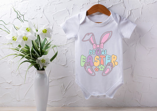 My 1st first Easter kids baby vest, bodysuit - bunny rabbit ears and feet design