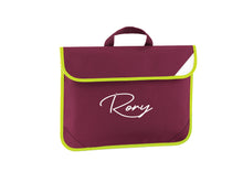 Load image into Gallery viewer, Personalised signature style your name / initials book bag / homework bag - 6 colours