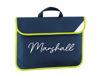 Load image into Gallery viewer, Personalised signature style your name / initials book bag / homework bag - 6 colours