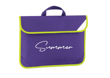 Load image into Gallery viewer, Personalised signature style your name / initials book bag / homework bag - 6 colours