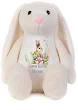 Load image into Gallery viewer, PERSONALISED: Easter bunny rabbit soft toy teddy stuffed toy - your kids name - Happy Easter