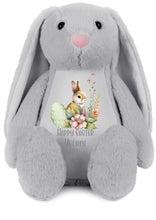 Load image into Gallery viewer, PERSONALISED: Easter bunny rabbit soft toy teddy stuffed toy - your kids name - Happy Easter