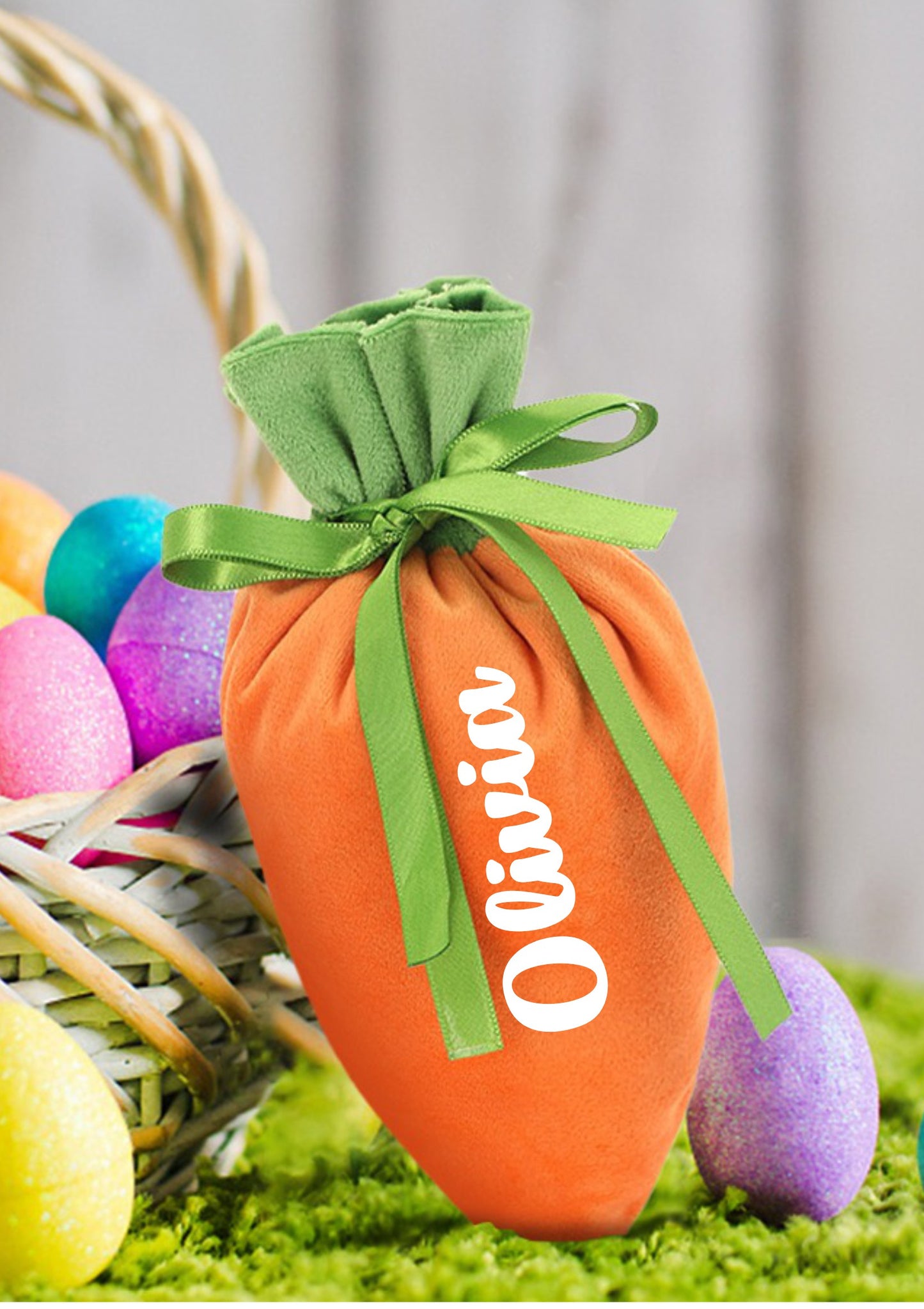 PERSONALISED:  Easter treats bag - carrot design - your kids name