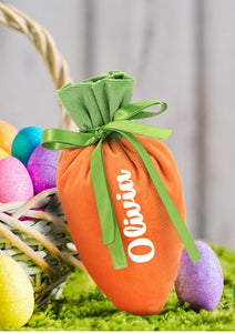 PERSONALISED:  Easter treats bag - carrot design - your kids name