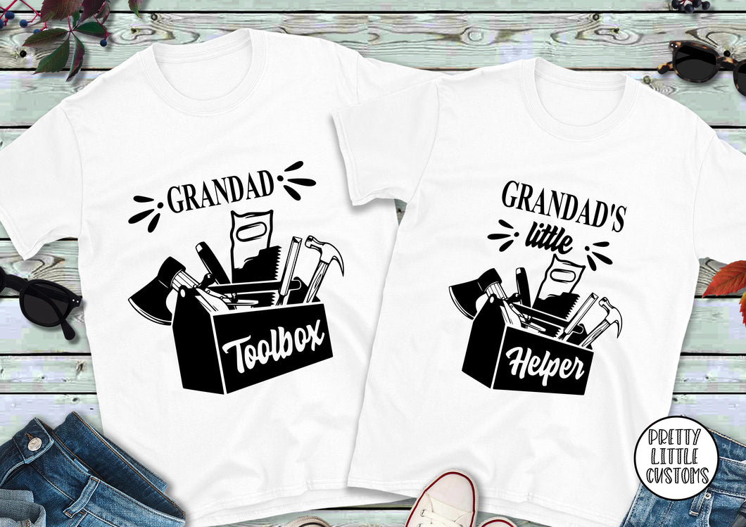 GRANDAD toolbox & Grandad's Little Helper twinning tee set