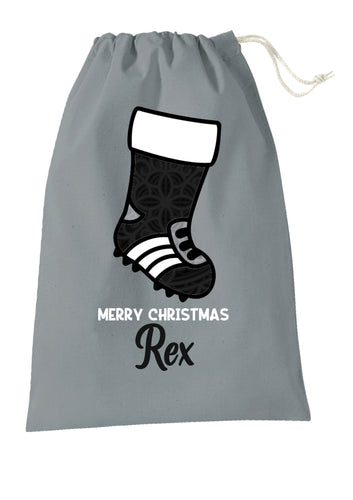 Personalised GREY santa sack - football boot design