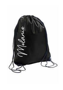 Personalised signature style drawstring gym bag - 8 colours