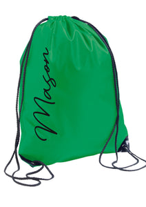 Personalised signature style drawstring gym bag - 8 colours