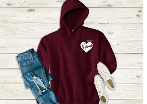 Boy Mama maroon heart print hoody