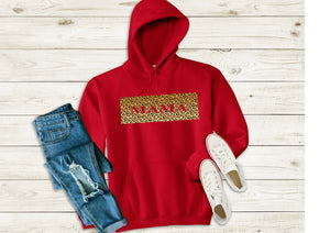 Mama leopard box print Ladies hoody - red