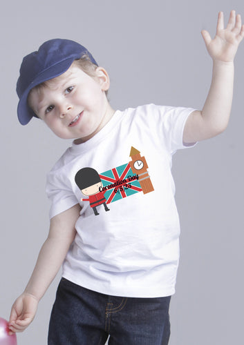 King's Coronation keepsake kids tee - Union Jack flag cute print