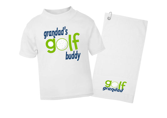 Golf Grandad golf towel & Grandad's Golf Buddy Print Kids t-shirt set