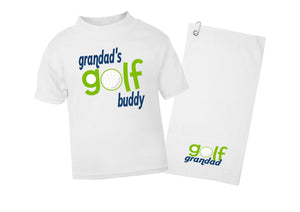 Golf Grandad golf towel & Grandad's Golf Buddy Print Kids t-shirt set