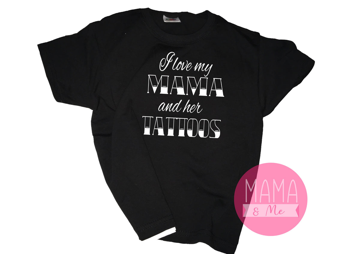 I love my Mama and her tattoos print kids t-shirt - black
